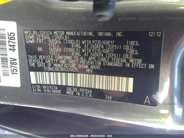 Photo 8 VIN: 5TDKK3DC9DS324625 - TOYOTA SIENNA 