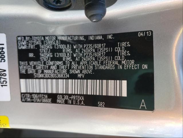 Photo 9 VIN: 5TDKK3DC9DS368334 - TOYOTA SIENNA LE 