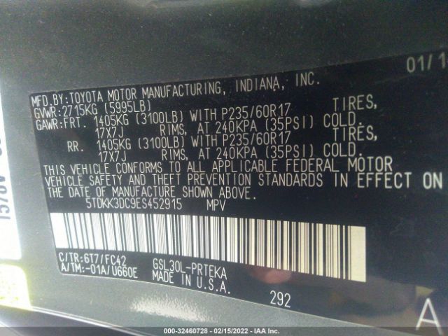 Photo 8 VIN: 5TDKK3DC9ES452915 - TOYOTA SIENNA 