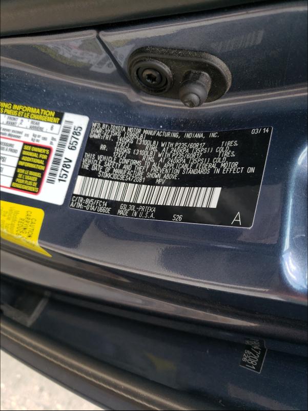 Photo 9 VIN: 5TDKK3DC9ES472081 - TOYOTA SIENNA LE 