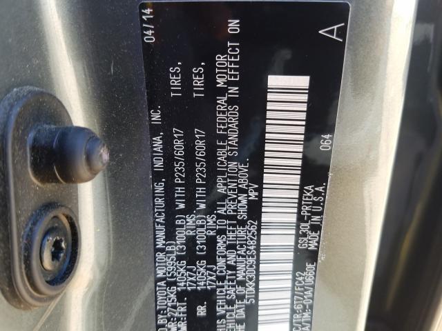 Photo 9 VIN: 5TDKK3DC9ES482562 - TOYOTA SIENNA LE 