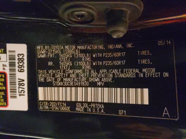 Photo 9 VIN: 5TDKK3DC9ES491830 - TOYOTA SIENNA LE 