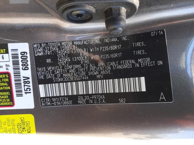 Photo 9 VIN: 5TDKK3DC9ES507444 - TOYOTA SIENNA LE 