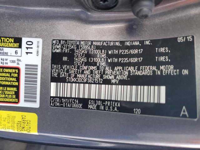 Photo 12 VIN: 5TDKK3DC9FS621512 - TOYOTA SIENNA LE 