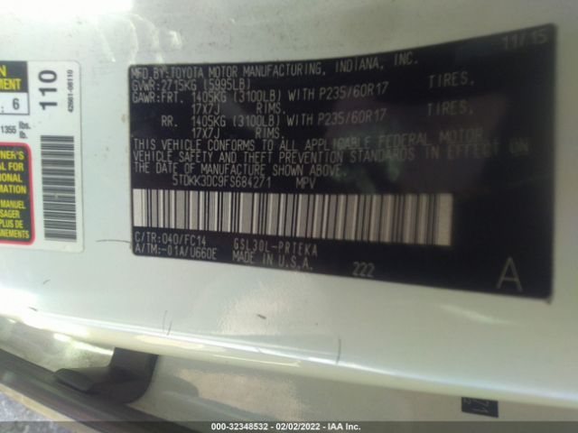 Photo 8 VIN: 5TDKK3DC9FS684271 - TOYOTA SIENNA 