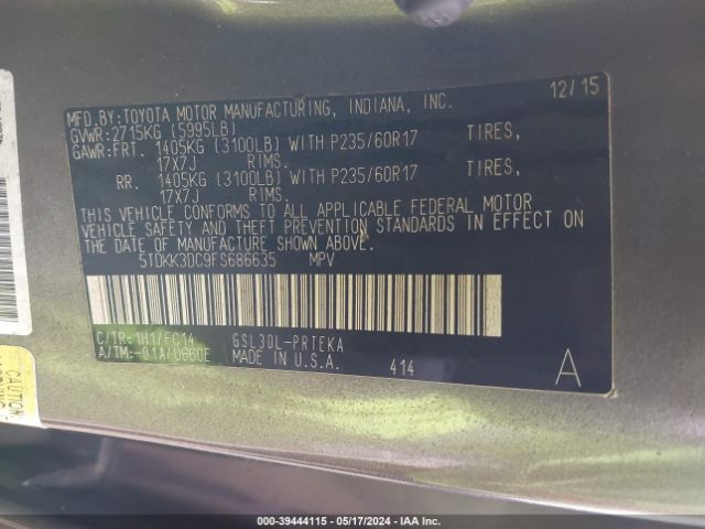 Photo 8 VIN: 5TDKK3DC9FS686635 - TOYOTA SIENNA 