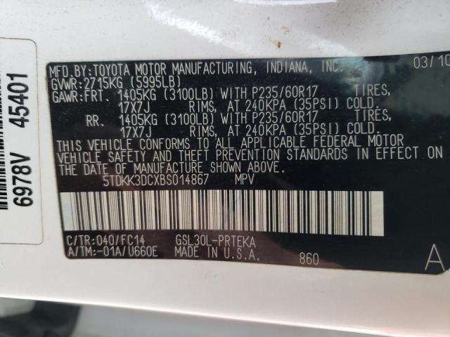 Photo 9 VIN: 5TDKK3DCXBS014867 - TOYOTA SIENNA LE 