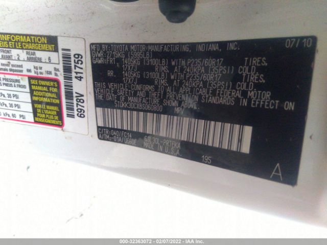 Photo 8 VIN: 5TDKK3DCXBS060800 - TOYOTA SIENNA 