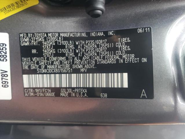 Photo 12 VIN: 5TDKK3DCXBS156751 - TOYOTA SIENNA LE 