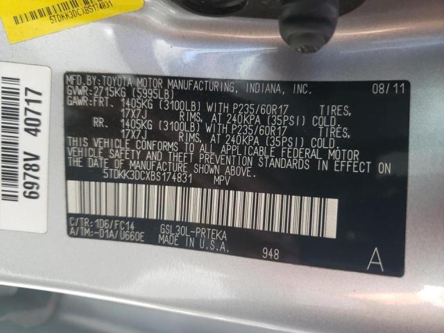 Photo 9 VIN: 5TDKK3DCXBS174831 - TOYOTA SIENNA 