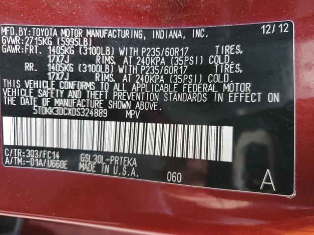 Photo 13 VIN: 5TDKK3DCXDS324889 - TOYOTA SIENNA LE 