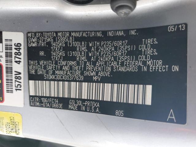 Photo 12 VIN: 5TDKK3DCXDS377639 - TOYOTA SIENNA LE 