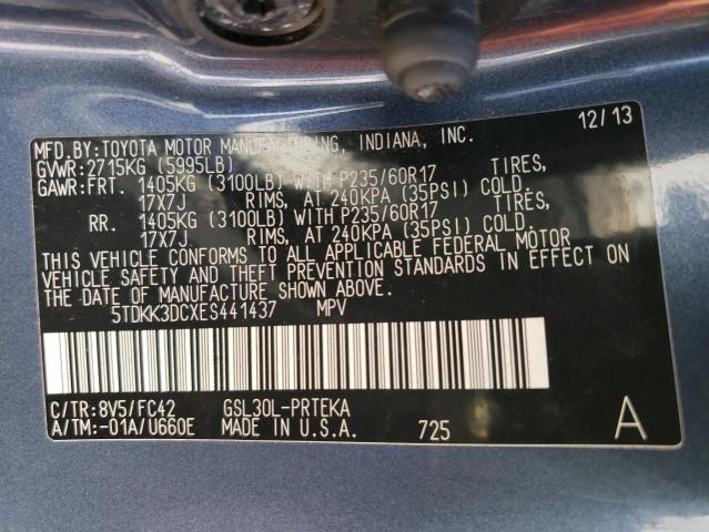 Photo 12 VIN: 5TDKK3DCXES441437 - TOYOTA SIENNA LE 