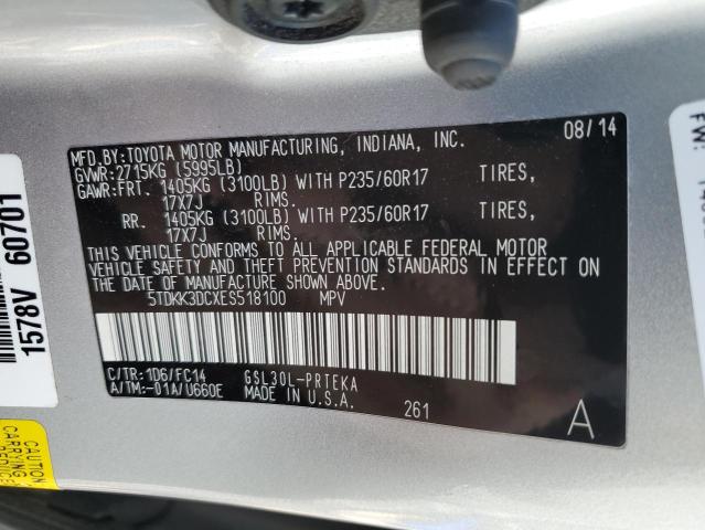 Photo 12 VIN: 5TDKK3DCXES518100 - TOYOTA SIENNA LE 