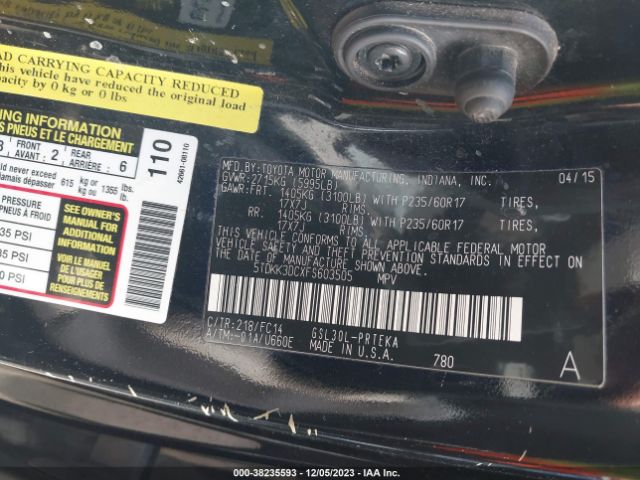 Photo 8 VIN: 5TDKK3DCXFS603505 - TOYOTA SIENNA 