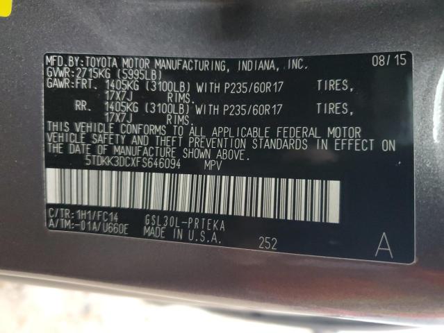 Photo 13 VIN: 5TDKK3DCXFS646094 - TOYOTA SIENNA LE 