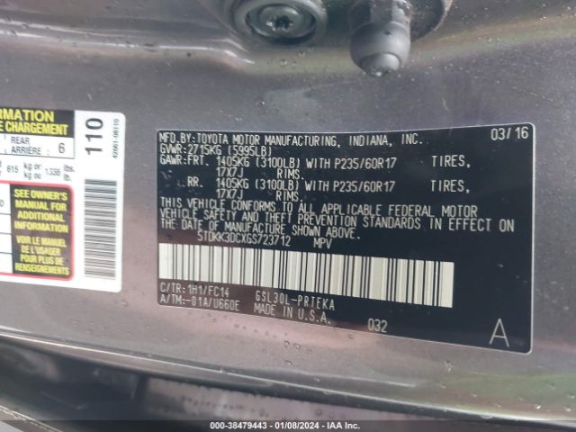 Photo 8 VIN: 5TDKK3DCXGS723712 - TOYOTA SIENNA 