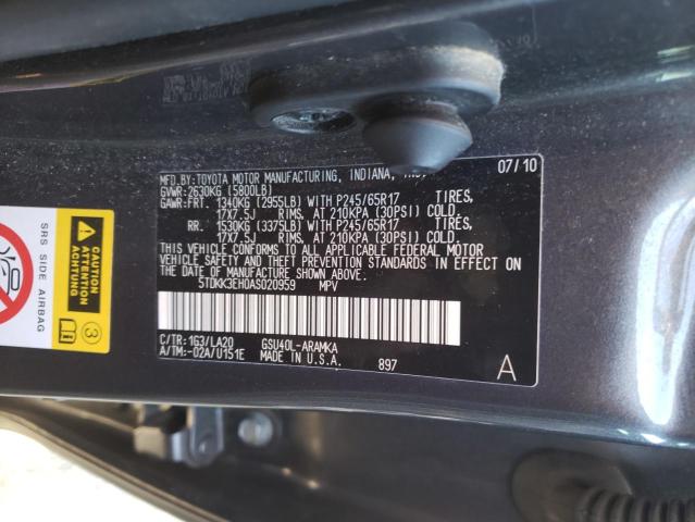 Photo 9 VIN: 5TDKK3EH0AS020959 - TOYOTA HIGHLANDER 