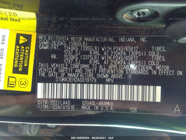 Photo 8 VIN: 5TDKK3EH2AS019179 - TOYOTA HIGHLANDER 