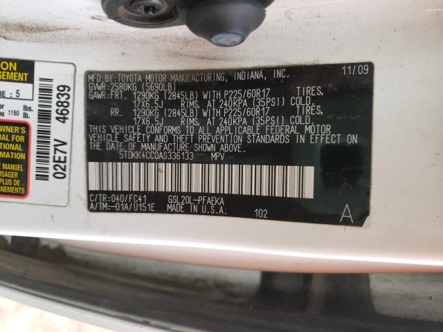 Photo 9 VIN: 5TDKK4CC0AS336133 - TOYOTA SIENNA CE 