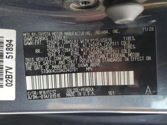 Photo 13 VIN: 5TDKK4CC0AS340781 - TOYOTA SIENNA CE 