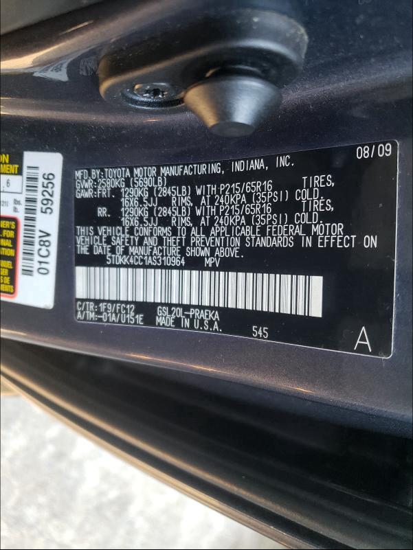 Photo 9 VIN: 5TDKK4CC1AS310964 - TOYOTA SIENNA CE 