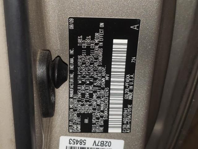 Photo 9 VIN: 5TDKK4CC2AS310245 - TOYOTA SIENNA CE 