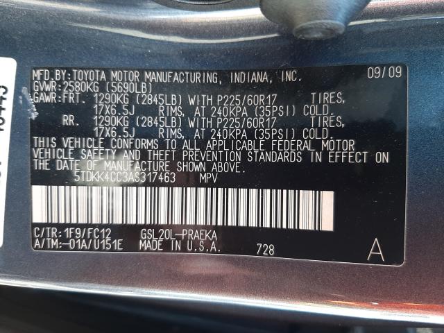 Photo 9 VIN: 5TDKK4CC3AS317463 - TOYOTA SIENNA CE 