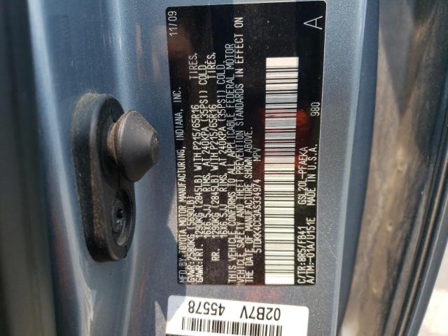 Photo 12 VIN: 5TDKK4CC3AS334974 - TOYOTA SIENNA CE 