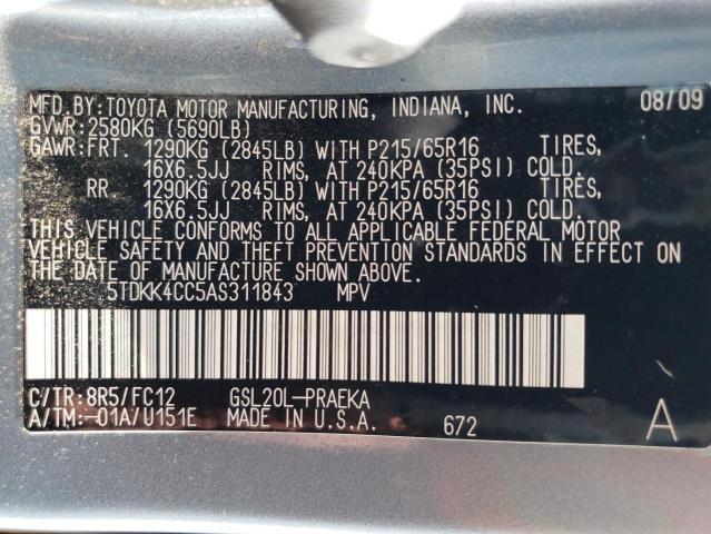 Photo 12 VIN: 5TDKK4CC5AS311843 - TOYOTA SIENNA CE 