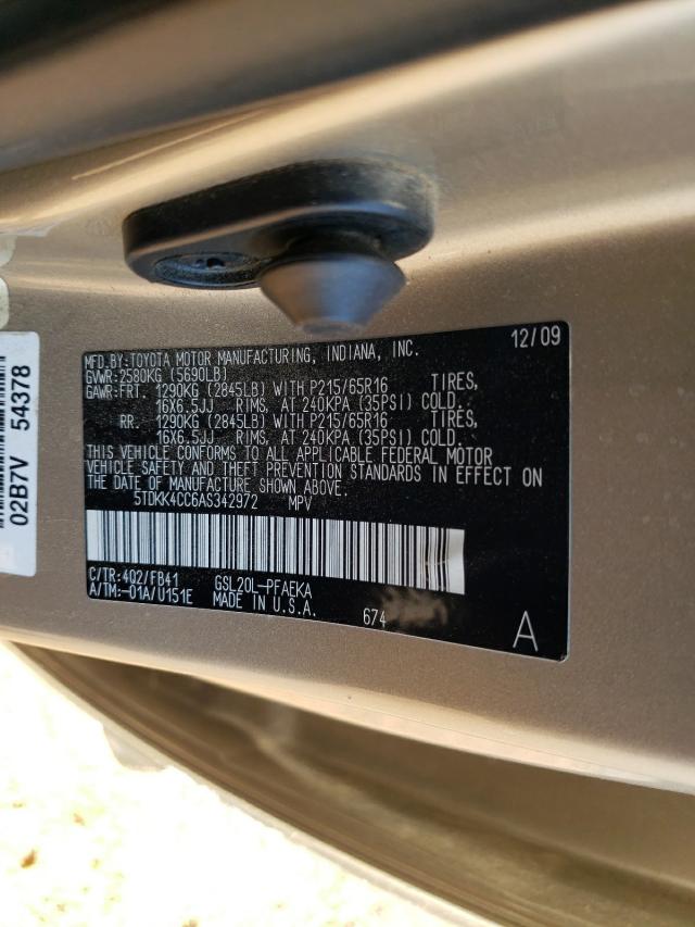 Photo 9 VIN: 5TDKK4CC6AS342972 - TOYOTA SIENNA CE 