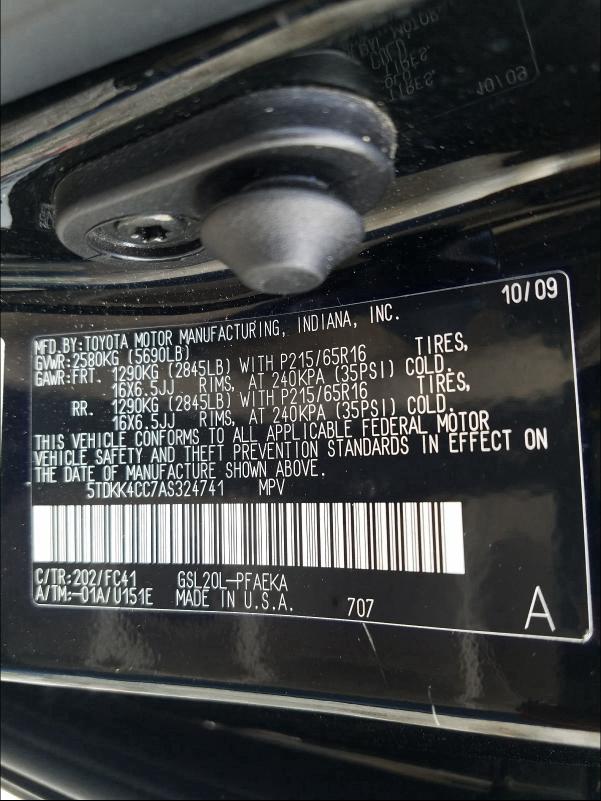 Photo 9 VIN: 5TDKK4CC7AS324741 - TOYOTA SIENNA CE 