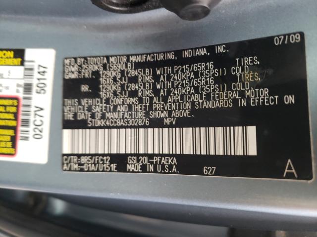 Photo 9 VIN: 5TDKK4CC8AS302876 - TOYOTA SIENNA CE 