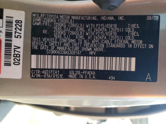 Photo 9 VIN: 5TDKK4CC8AS309147 - TOYOTA SIENNA CE 