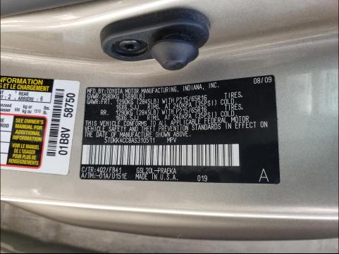 Photo 9 VIN: 5TDKK4CC8AS310511 - TOYOTA SIENNA CE 