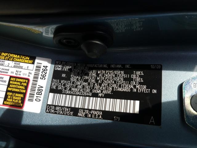 Photo 9 VIN: 5TDKK4CC8AS326448 - TOYOTA SIENNA CE 