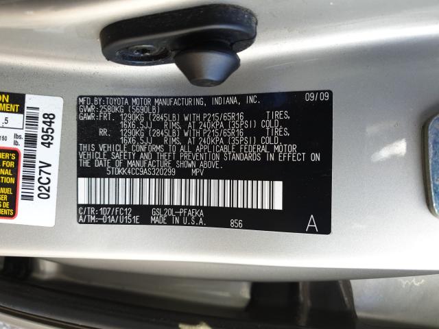 Photo 9 VIN: 5TDKK4CC9AS320299 - TOYOTA SIENNA CE 