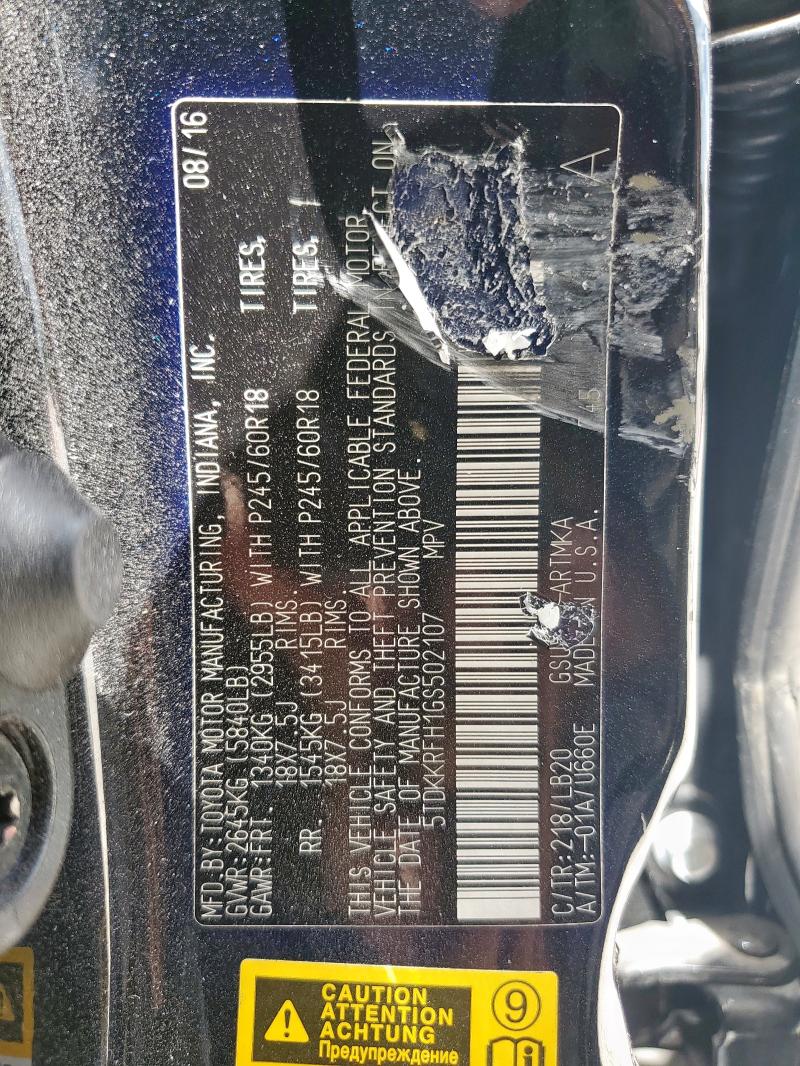 Photo 13 VIN: 5TDKKRFH1GS502107 - TOYOTA HIGHLANDER 