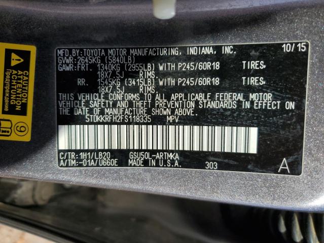 Photo 12 VIN: 5TDKKRFH2FS118335 - TOYOTA HIGHLANDER 