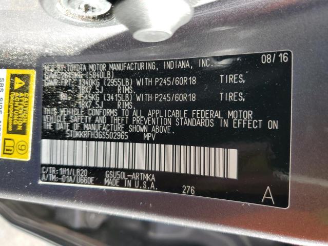 Photo 12 VIN: 5TDKKRFH3GS502965 - TOYOTA HIGHLANDER 