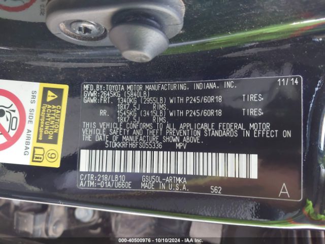 Photo 8 VIN: 5TDKKRFH6FS055336 - TOYOTA HIGHLANDER 