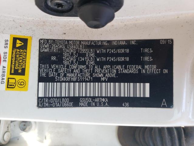 Photo 12 VIN: 5TDKKRFH8FS111471 - TOYOTA HIGHLANDER 