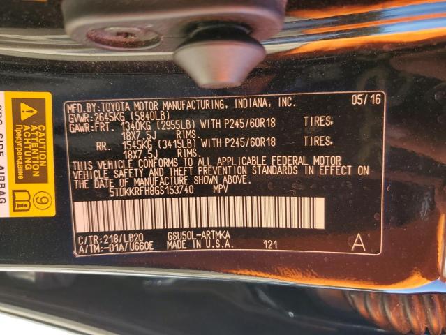 Photo 13 VIN: 5TDKKRFH8GS153740 - TOYOTA HIGHLANDER 