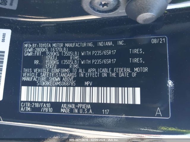 Photo 8 VIN: 5TDKRKEC4MS068785 - TOYOTA SIENNA 