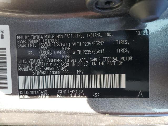 Photo 12 VIN: 5TDKRKEC4NS081005 - TOYOTA SIENNA LE 