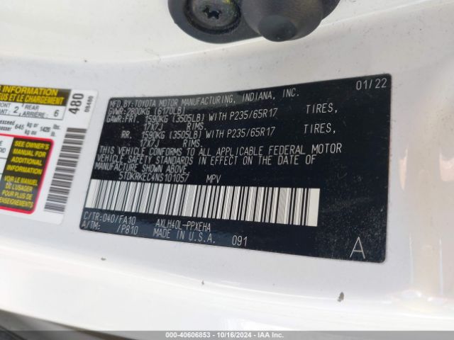 Photo 8 VIN: 5TDKRKEC4NS101057 - TOYOTA SIENNA 