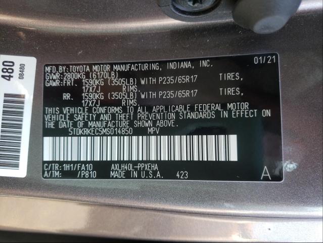 Photo 9 VIN: 5TDKRKEC5MS014850 - TOYOTA SIENNA LE 