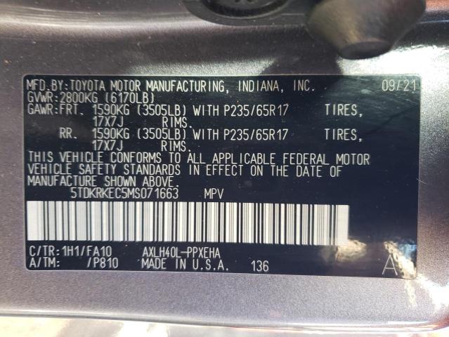 Photo 12 VIN: 5TDKRKEC5MS071663 - TOYOTA SIENNA LE 