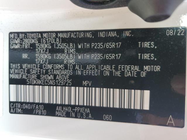 Photo 12 VIN: 5TDKRKEC5NS129725 - TOYOTA SIENNA LE 