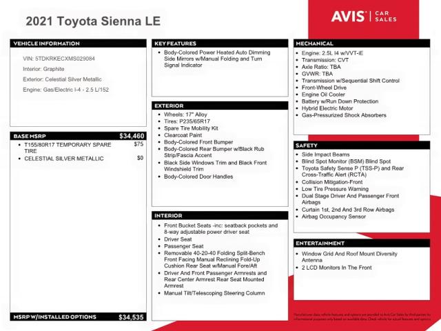 Photo 9 VIN: 5TDKRKECXMS029084 - TOYOTA SIENNA LE 